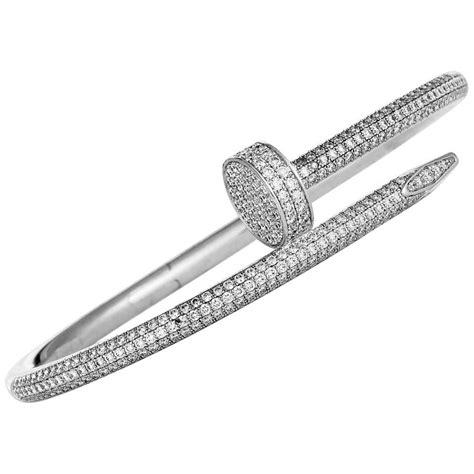 cartier bracelet white gold diamonds|cartier bracelet un clou price.